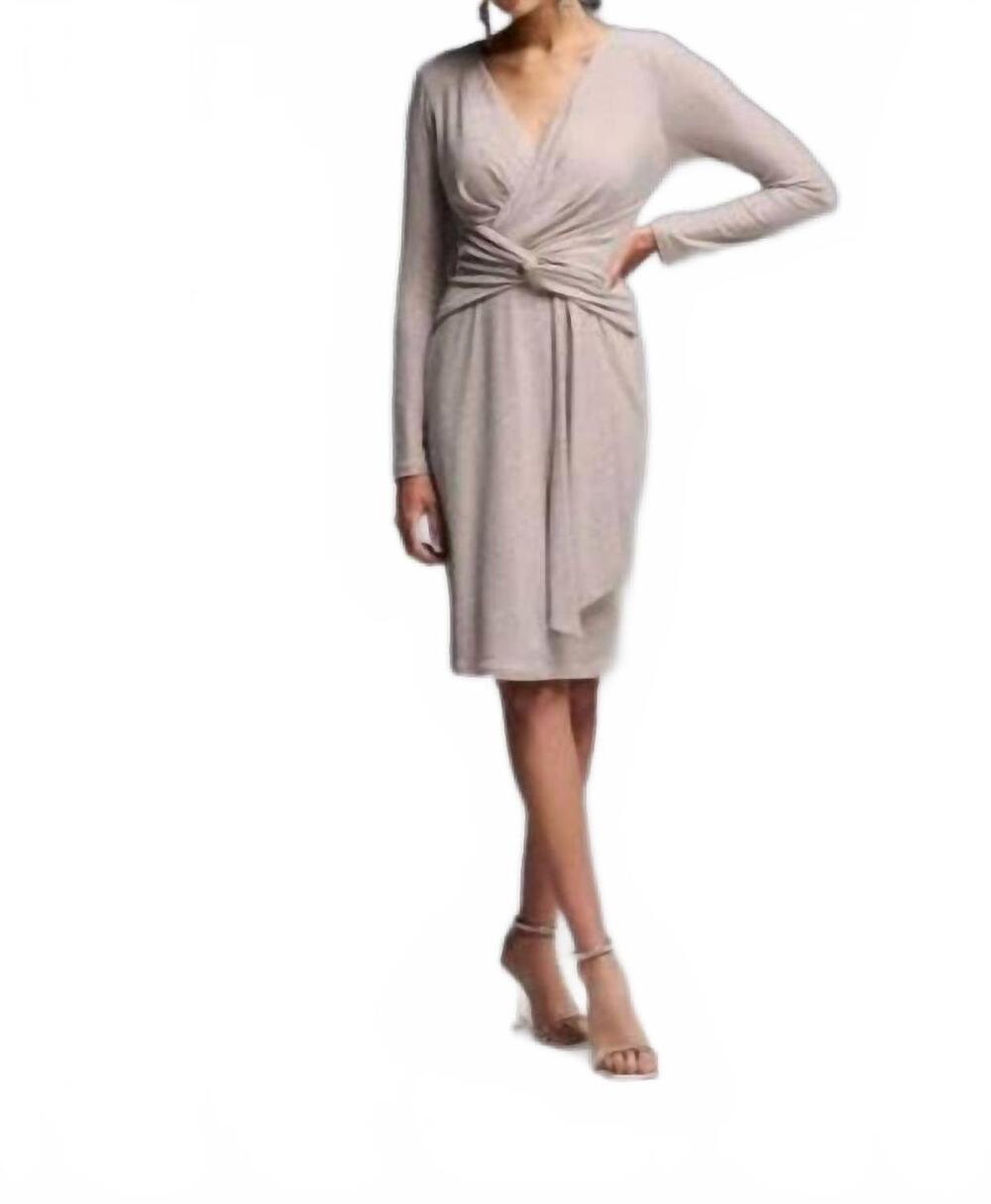 NEW JOSEPH RIBKOFF wrap shimmer dress in champagne